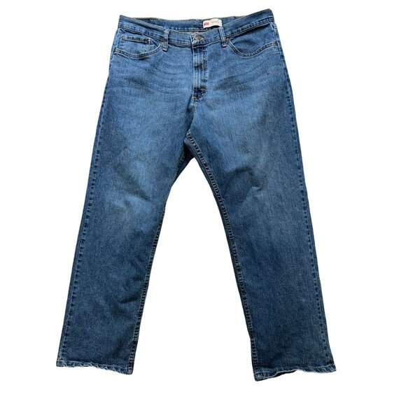 Wrangler Mens Relaxed Straight Jeans Size 36x30 Blue Denim Casual Classic Pocket - Picture 1 of 11
